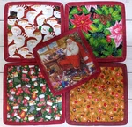 Square Christmas Potholders Handmade Quilted Hot Pad. Fixed Price $12.00.