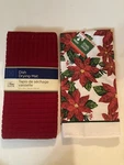Spring 2 Pc Kitchen Poinsettia Floral Towel Dish Drying Mat Red. Fixed Price $16.79.