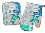 Nantucket Nautical Oven Mitt Potholder Turtle Seahorse Starfish Set Of 2. Fixed Price $17.59.