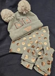 Brand New Spotted Zebra Girls Fleece Beanie Hat, Neck Gaiter & Gloves Set. Fixed Price $6.99.