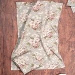 April Cornell Apple Blossom Tea Towel Set Of 2 Smoke Grey Rose Pink Green. Fixed Price $21.60.