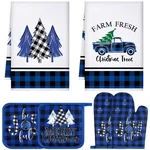 Christmas Kitchen Set Towels Oven Mitts Pot Holders Heat Resistant 6PCS. Fixed Price $16.71.