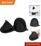 Black Silicone Oven Mitts With Grip Strips - Ultimate Kitchen Safety. Fixed Price $13.58.