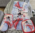 Snowman Print Microwave Oven Mitts 6 Pieces New Holiday Festive Christmas Baking. Fixed Price $17.99.