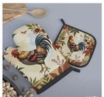 Rooster Oven Mitt Potholder Country Rustic Farmhouse Style 100% Cotton Set Of 2. Fixed Price $15.50.