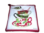 Nwot Alice's Cottage Holiday Multicolor Tea Cups Cotton Pot Holder 7" X 7.5". Fixed Price $8.59.