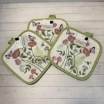 True Living Pot Holders Floral Butterfly Mushroom Set Of 3 Spring Kitchen Decor. Fixed Price $9.00.