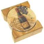 Counter Art Vineyards Wine Bottle Round Stone Coasters Set 4 Wooden Holder Usa. Fixed Price $14.39.