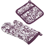 Dii Quilted Kitchen Oven Mitt & Om 6.5X12/PH 8X8.5", Eggplant Damask Print. Fixed Price $19.29.