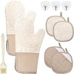 7 Pcs Kitchen Oven Mitts And Pot Holders Cooking Mittens Heat Resistant 500 F. Fixed Price $36.39.