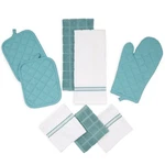 8-PIECE Cotton Kitchen Towel, Dishcloth, Oven Mitt, And Pot Holder Set, Blue. Fixed Price $11.60.